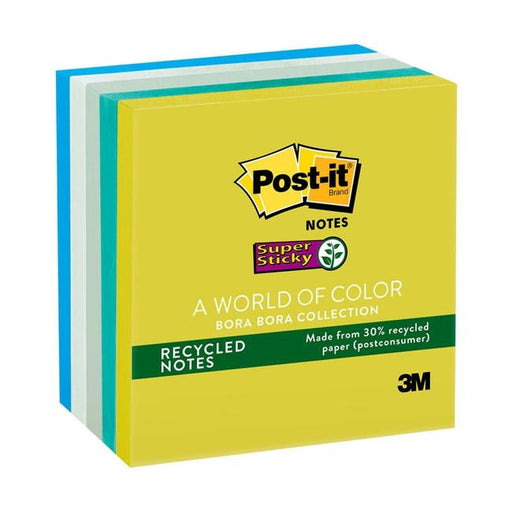 Post-it Recycled Super Sticky Notes 654-5SST 76x76mm Bora Bora Pack of 5-Officecentre