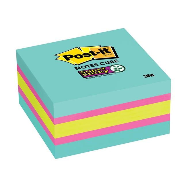 Post-it Super Sticky Memo Cube 2027-SSAFG 76mm x 76mm 360 sheet cube-Officecentre