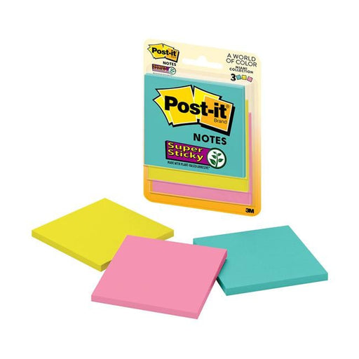 Post-it Super Sticky Notes 3321-SSMIA 76x76mm Miami Pack of 3-Officecentre