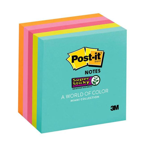 Post-it Super Sticky Notes 654-5SSMIA 76x76mm Miami Pack of 5-Officecentre