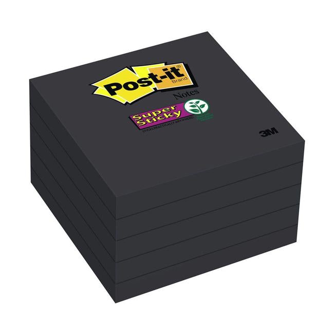 Post-it Super Sticky Notes 654-5SSSC 76x76mm Black Pack of 5-Officecentre