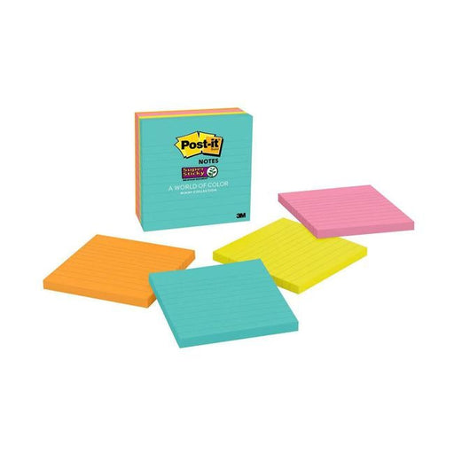 Post-it Super Sticky Notes 675-4SSMIA 101x101mm Miami Pack of 4-Officecentre