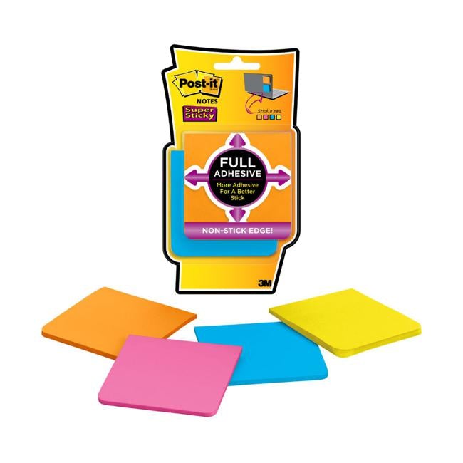 Post-it Super Sticky Notes F330-4SSAU 76x76mm Rio Pack of 4-Officecentre