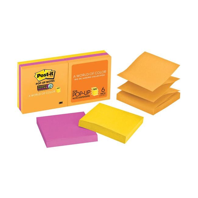 Post-it Super Sticky Pop-Up Notes R330-6SSUC 76x76mm Rio Pack of 6-Officecentre