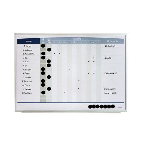 Quartet planner board matrix in/out 410x580mm-Officecentre