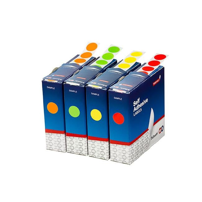 Quikstik label dispenser circle 14mm fluoro green 700 labels-Officecentre