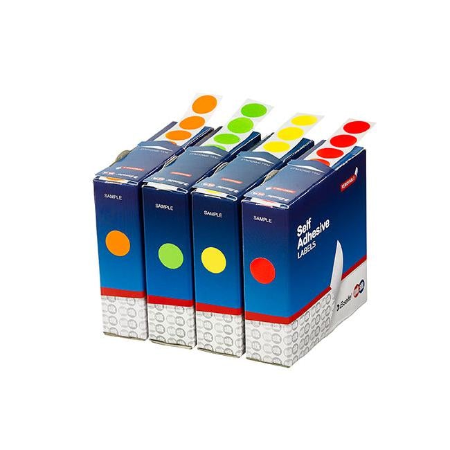 Quikstik label dispenser circle 14mm fluoro red 700 labels-Officecentre