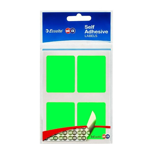Quikstik labels hangsell rect 35x45mm fluoro green 28 labels-Officecentre