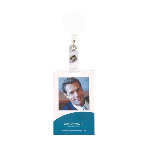 Rexel id retractable card holder with strap white-Officecentre