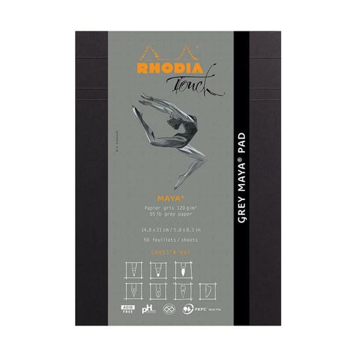 Rhodia Touch Maya Grey Pad A5 Cross n Dot-Officecentre