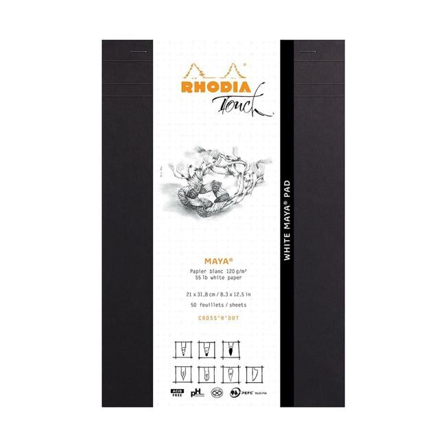 Rhodia Touch Maya White Pad A4+ Cross n Dot-Officecentre