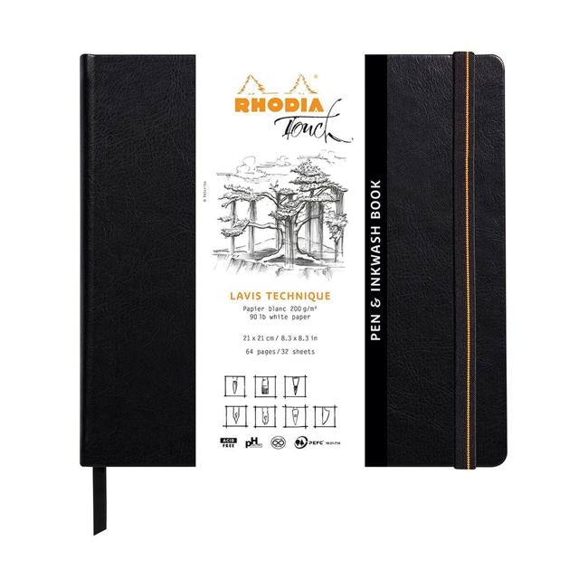 Rhodia Touch Pen and Inkwash Book 210x210mm Blank-Officecentre