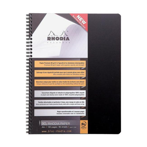 Rhodiactive Notebook Spiral A4+ Lined Black-Officecentre