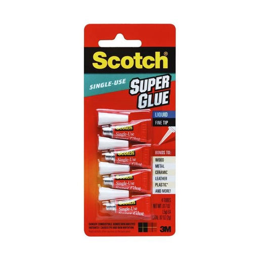 Scotch Adhesive AD114 Super Glue One Drop 0.5g per tube Pkt/4 Tubes-Officecentre