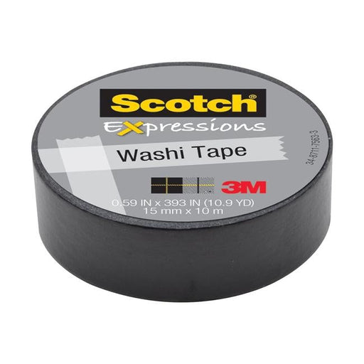 Scotch Expressions Washi Tape C314-BLK 15mm x 10m Black-Officecentre