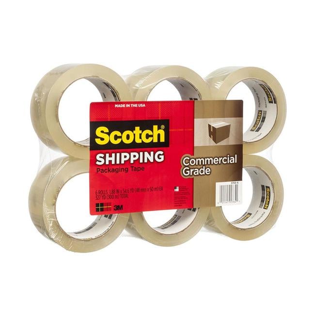 Scotch Shipping Tape 3750-6 48mmx50m Clear Pack of 6-Officecentre