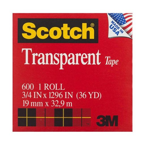 Scotch Transparent Tape 600 19mm x 3 boxed refill roll-Officecentre