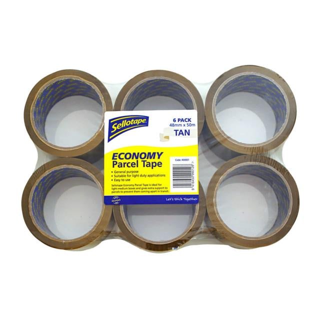 Sellotape Parcel Tape Tan 48mmx50m (6 pack)-Officecentre
