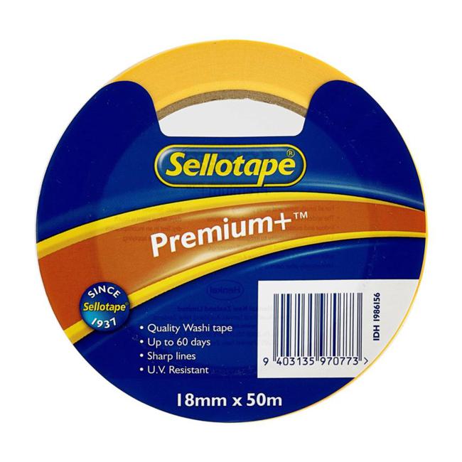 Sellotape Premium+ Washi Masking Tape 18mmx50m-Officecentre