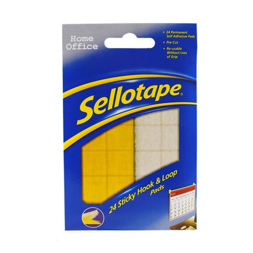 Sellotape Sticky Hook & Loop Pads Permanent 20mm 24 Pack-Officecentre