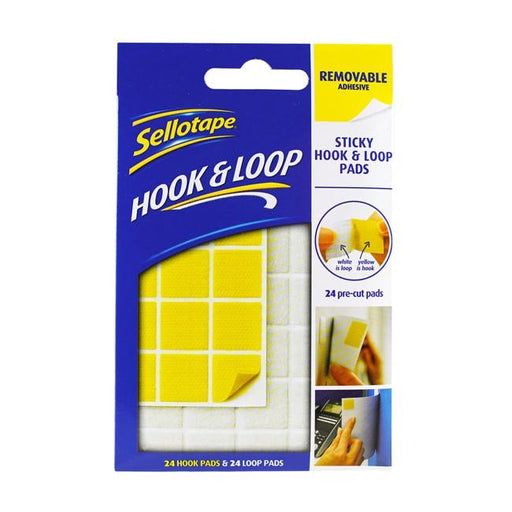 Sellotape Sticky Hook & Loop Pads Removable 20mm 24 Pack-Officecentre