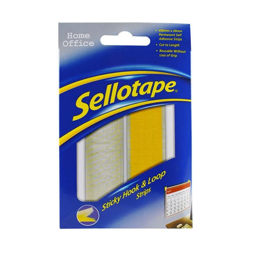 Sellotape Sticky Hook & Loop Strip Permanent 20mm x 450mm-Officecentre