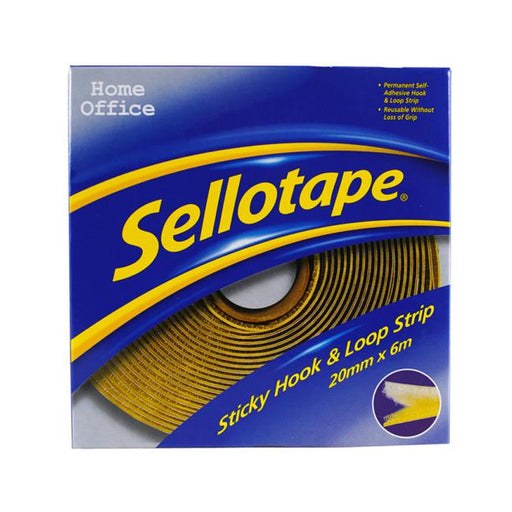 Sellotape Sticky Hook & Loop Strip Permanent 20mm x 6M-Officecentre