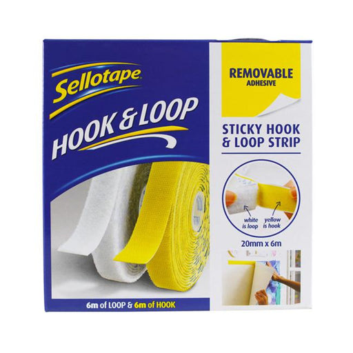 Sellotape Sticky Hook & Loop Strip Removable 20mm x 6m-Officecentre