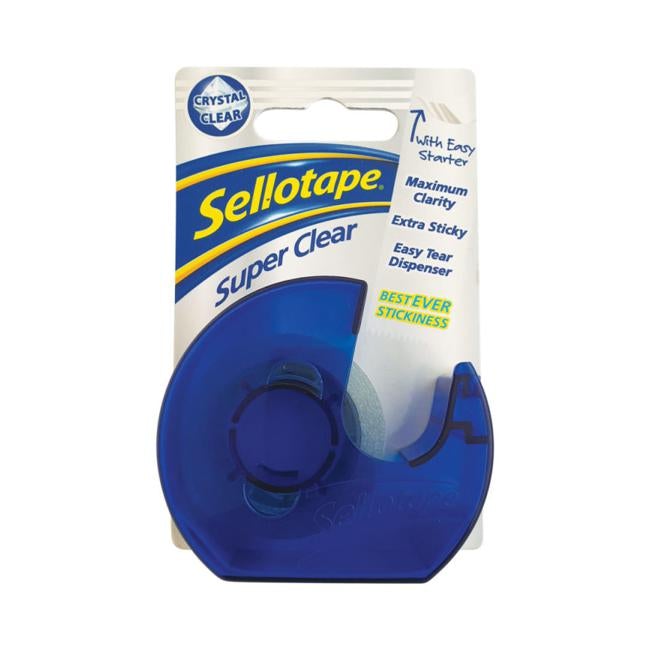 Sellotape Super Clear On Dispenser 18mm x 15m-Officecentre