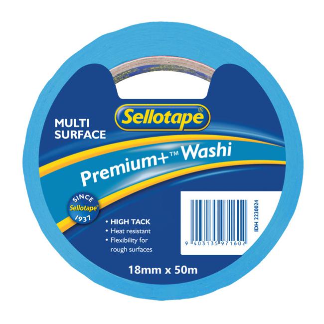 Sellotape Washi Premium+ Multi Surface 18mm x 50m-Officecentre