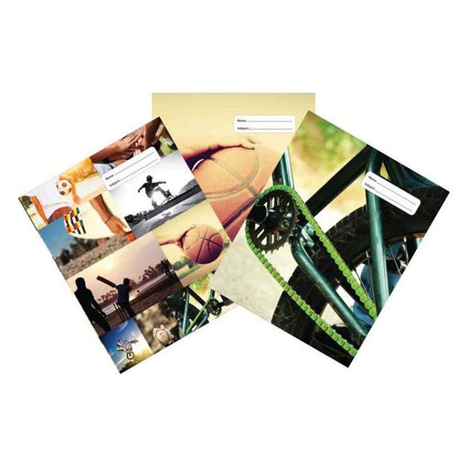 Spencil Sports Collage  Book Cover A4 Pack 3 Assorted-Officecentre