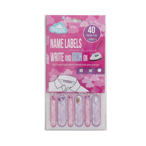 Spencil Write and Iron On Name Labels 40pk Pink-Officecentre
