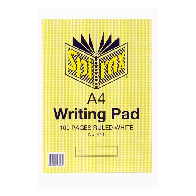 Spirax 411 writing pad a4 100 page ruled-Officecentre