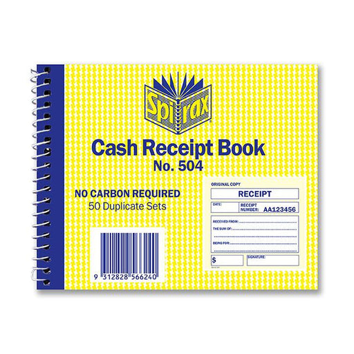 Spirax 504 cash receipt book 102x127mm-Officecentre