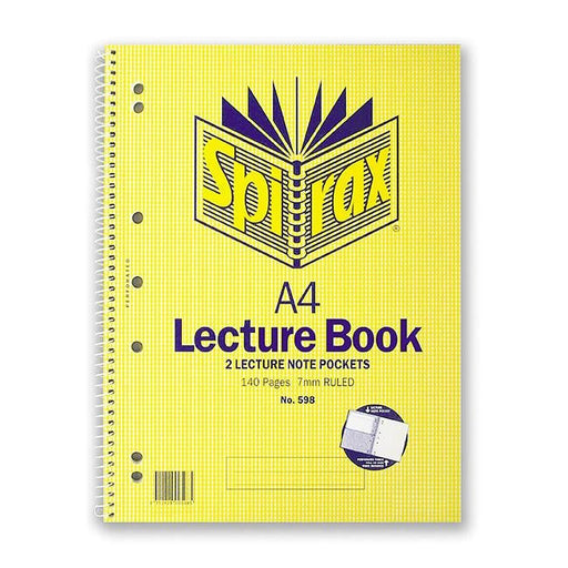 Spirax 598 lecture book with pocket a4 140 page s/o-Officecentre