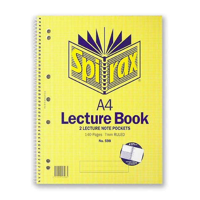 Spirax 598 lecture book with pocket a4 140 page s/o-Officecentre