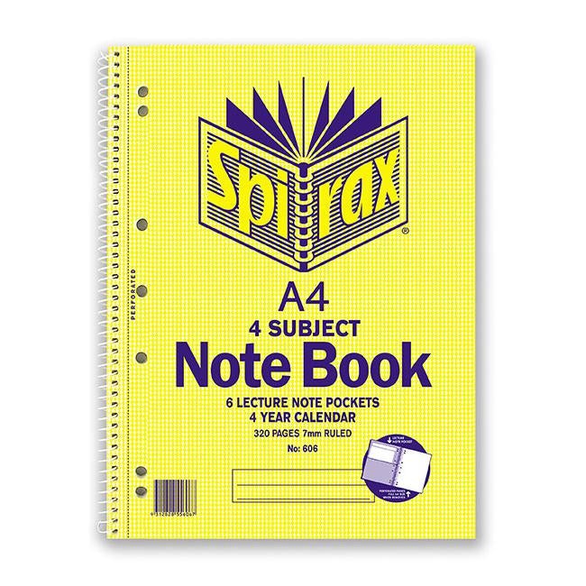 Spirax 606 4 subject notebook a4 320 page-Officecentre