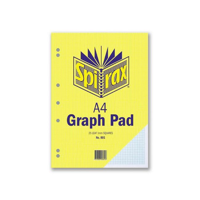 Spirax 801 graph pad 1mm a4 25 leaf-Officecentre