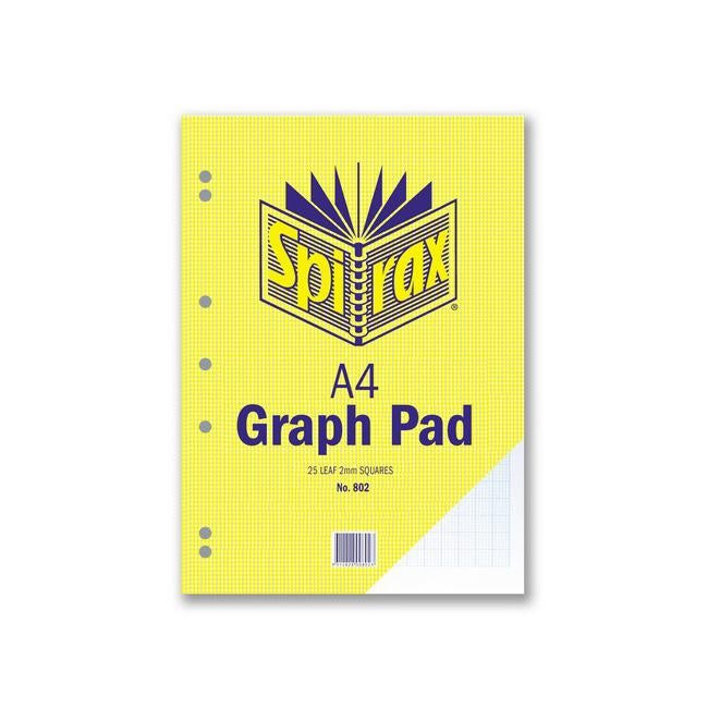 Spirax 802 graph pad 2mm a4 25 leaf-Officecentre