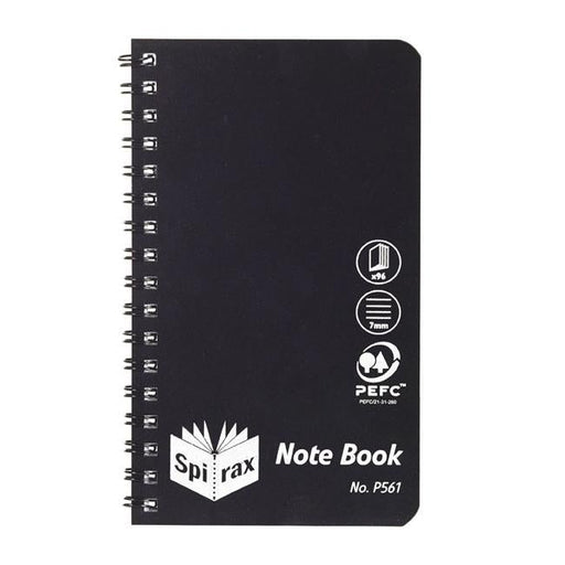 Spirax p561 pp notebook 147x87mm s/o 96 pgs blk-Officecentre