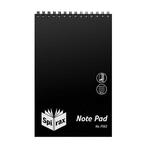 Spirax p563 pp notebook reporters 200x127mm 100 page black t/o-Officecentre