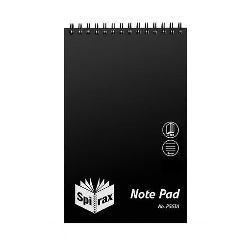 Spirax p563a pp notebook reporters 200x127mm 200 page black t/o-Officecentre