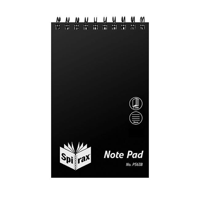 Spirax p563b pp notebook reporters 200x127mm 300 page black t/o-Officecentre