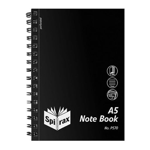 Spirax p570 pp notebook a5 200 page black s/o-Officecentre