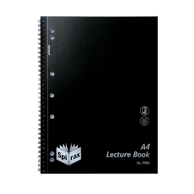 Spirax p906 pp lecture book a4 140 page black-Officecentre