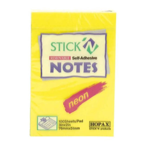 Stick’n Note 76x50mm 100 Sheet Neon Lemon-Officecentre