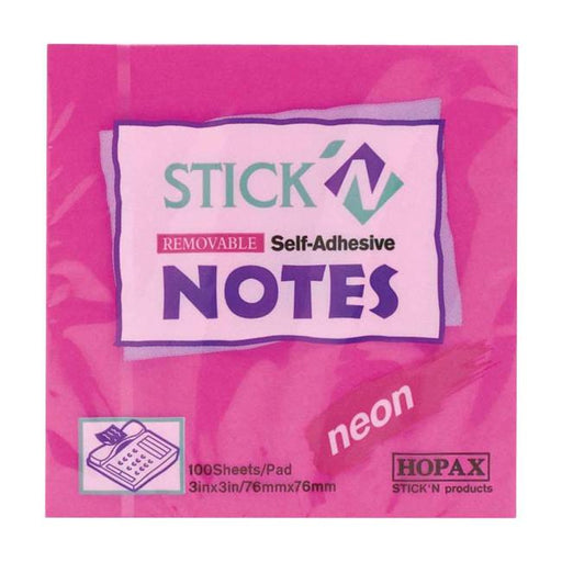 Stick’n Note 76x76mm 100 Sheet Neon Magenta-Officecentre
