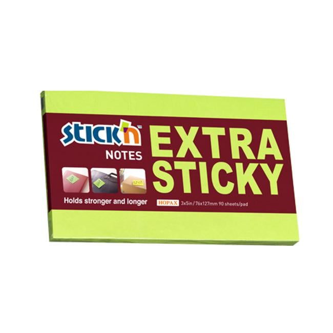 Stick’n Note Extra Sticky 76x127mm 90 Sheet Neon Green-Officecentre