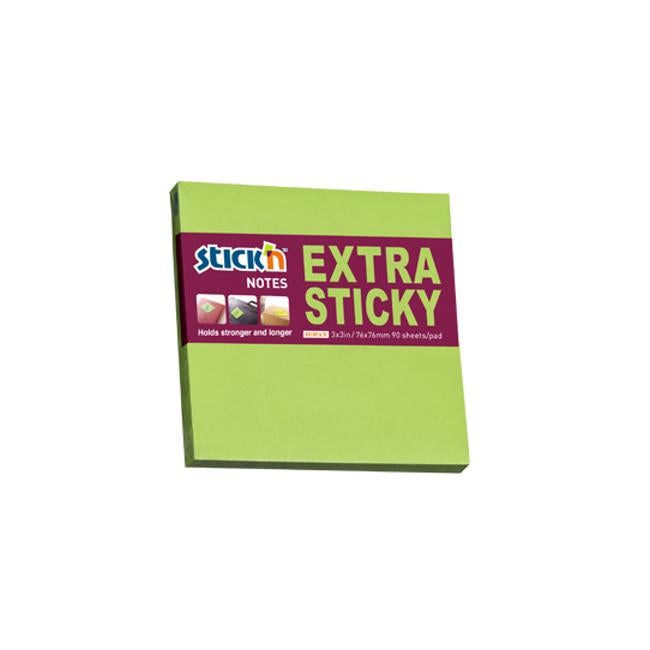 Stick’n Note Extra Sticky 76x76mm 90 Sheet Neon Green-Officecentre