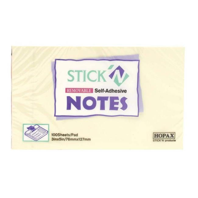 Stick’n Note Yellow 76x 127mm 100 Sheet Pad-Officecentre